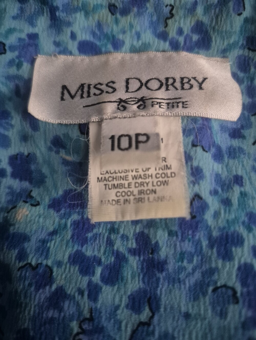 Vintage Miss Dorby Petite Blue Floral Short Sleeve Button Front Maxi Dress 10P - Picture 5 of 5